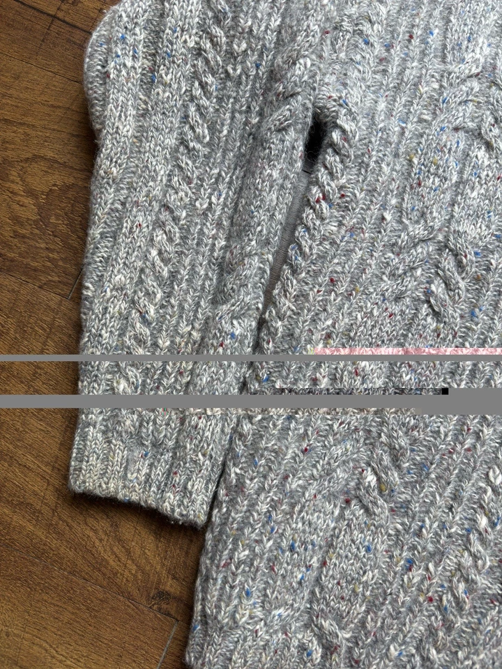 Suéter Pescador Tejido por Cable Woolrich De Colección Lana Para Mujer Grande Gris Jaspeado Foto 4 de 4