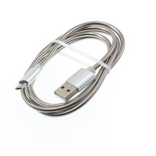 Metal USB Cable 3ft Charger Cord Power Wire MicroUSB Sync Fast for Cell Phones