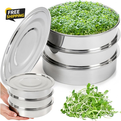 9'' Stackable Stainless Steel Seed Sprouting Kit, 3-Tier Mesh Germination Tray