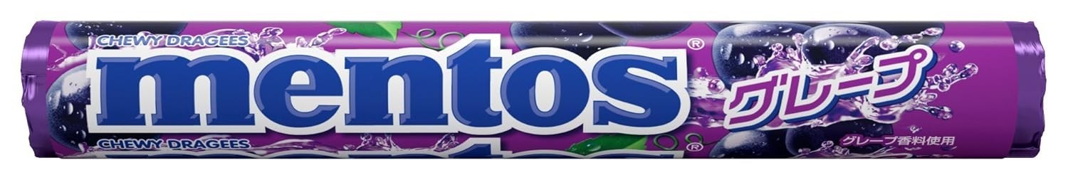 Mentos Chewy Mint Candy Roll Grape 1.32 ounce/14 Pieces (Pack of 12) Set of 2