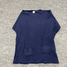GreatLand Thermal Mens Size XL Navy Blue Waffle Knit Long Sleeve Made in USA