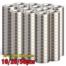 10 20 50pcs Strong Neodymium Magnets N35 25 x 5mm Countersunk Ring Hole 5mm US