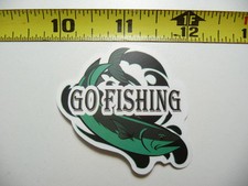 FUN GO FISHING SALMON FISH SMALL STICKER DECAL OUTDOORS BOATING FUNNY