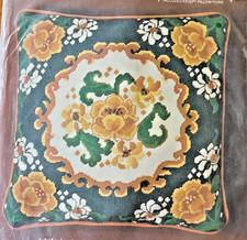 Elegant Vtg BUCILLA Needlepoint 15" Pillow Kit VICTORIAN Cottage Estate Floral