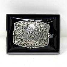 Nocona Mens Rectangle Aztec Floral Buckle