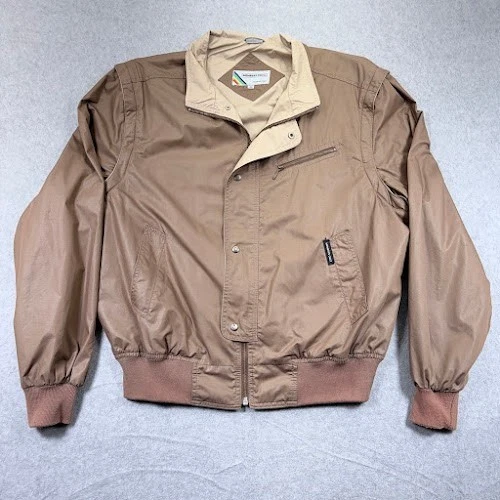 VTG Members Only Bomber Jacket Mens 46 Brown Europe craft 80's 90's rainbow tag - Image 2 of 4
