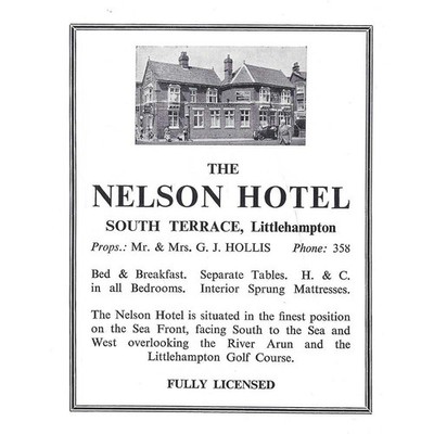 Littlehampton Sussex, The Nelson Hotel Vintage Werbung 1959