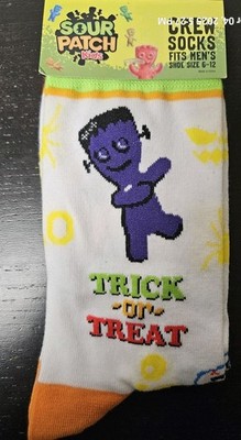 New Funny Sour Patch Candy Trick Or Treat Novelty Character Stretchy Crew Socks