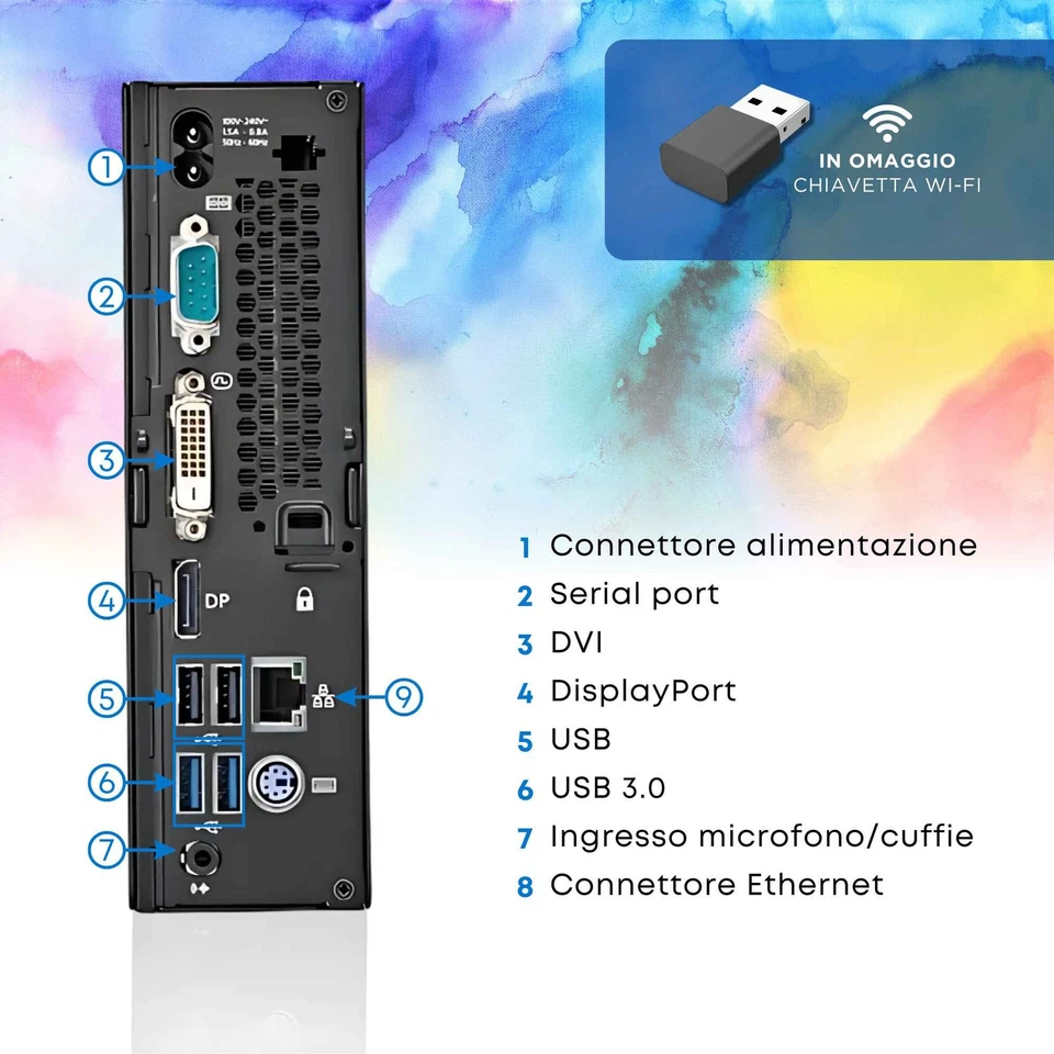 Mini PC Computer Desktop Fujitsu Q556 i5-7500T 8Gb 256Gb Win 10P Ricondizionato - Immagine 4 di 4