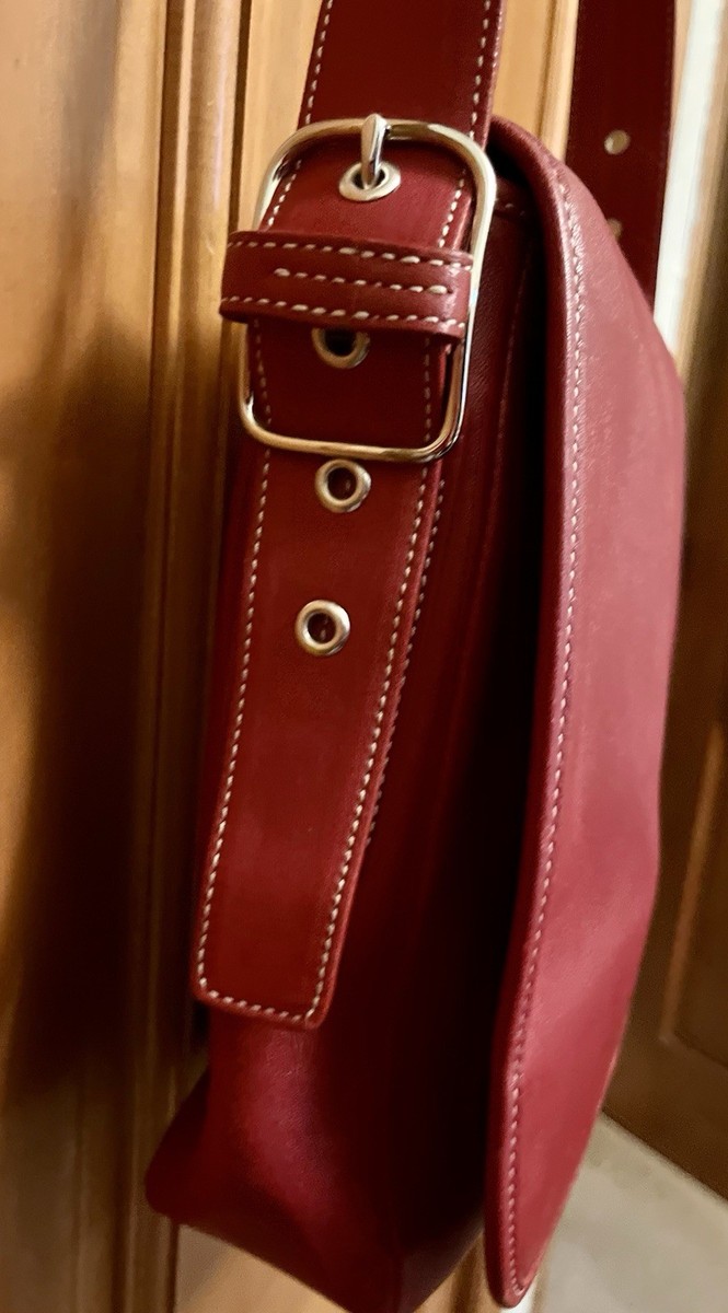 Coach Vintage Legacy Red Leather Saddle Studio Flap Crossbody Bag