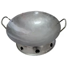 Carbon Steel Hand Hammered Round Bottom Wok with Wok Ring (12,14,16 in )