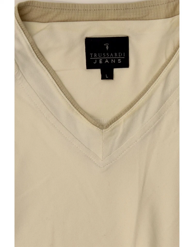TRUSSARDI JEANS Mens T-Shirt Top Large Beige Polyamide DM29 - Image 4 of 4