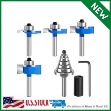 4PCS 1/4 Inch Shank Rabbet Router Bits with 6 Bearings Set (1/16", 1/8", 3/16",