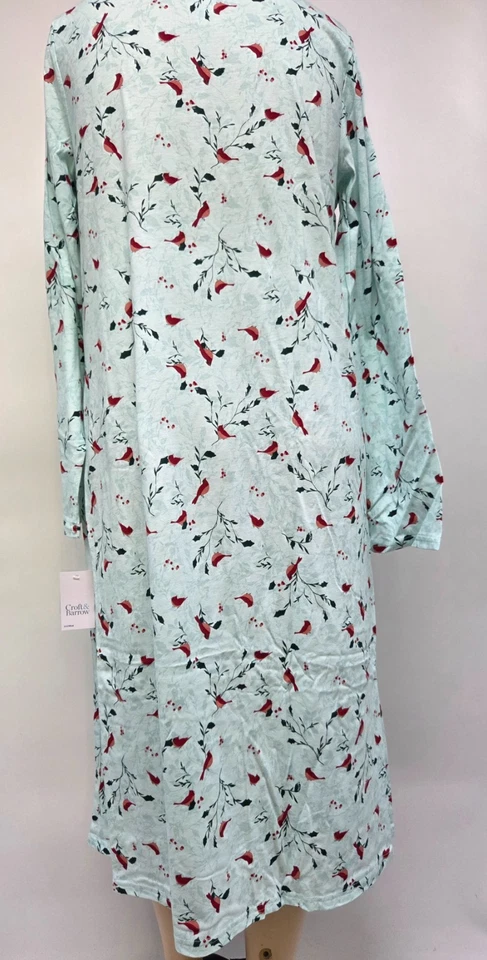 Nuevo con etiquetas Camisón Croft & Barrow Manga Larga Tejido Mezcla Algodón Mujeres Como Nuevo Cardenales Foto 2 de 4