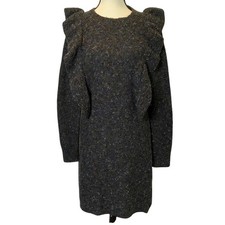 Chelsea & Violet Women's Knit Long Sleeve Ruffle Mini Sweater Dress Small