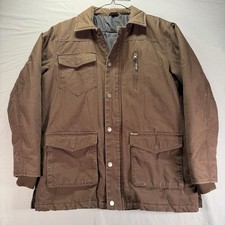 Wrangler Canvas Work Jacket Mens Medium Brown Quilted Lining Workwear Chore