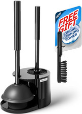 3In1 Toilet Plunger and Brush Set - Home Bathroom Cleaning Tools 21" Extended,