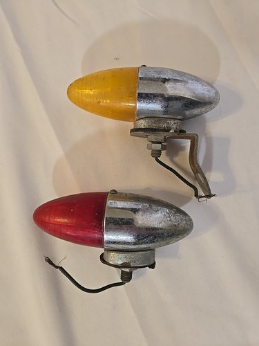 Pair Vintage Chrome Bullet Auxiliary Lights Motorcycle Hot Rod Spot Japan