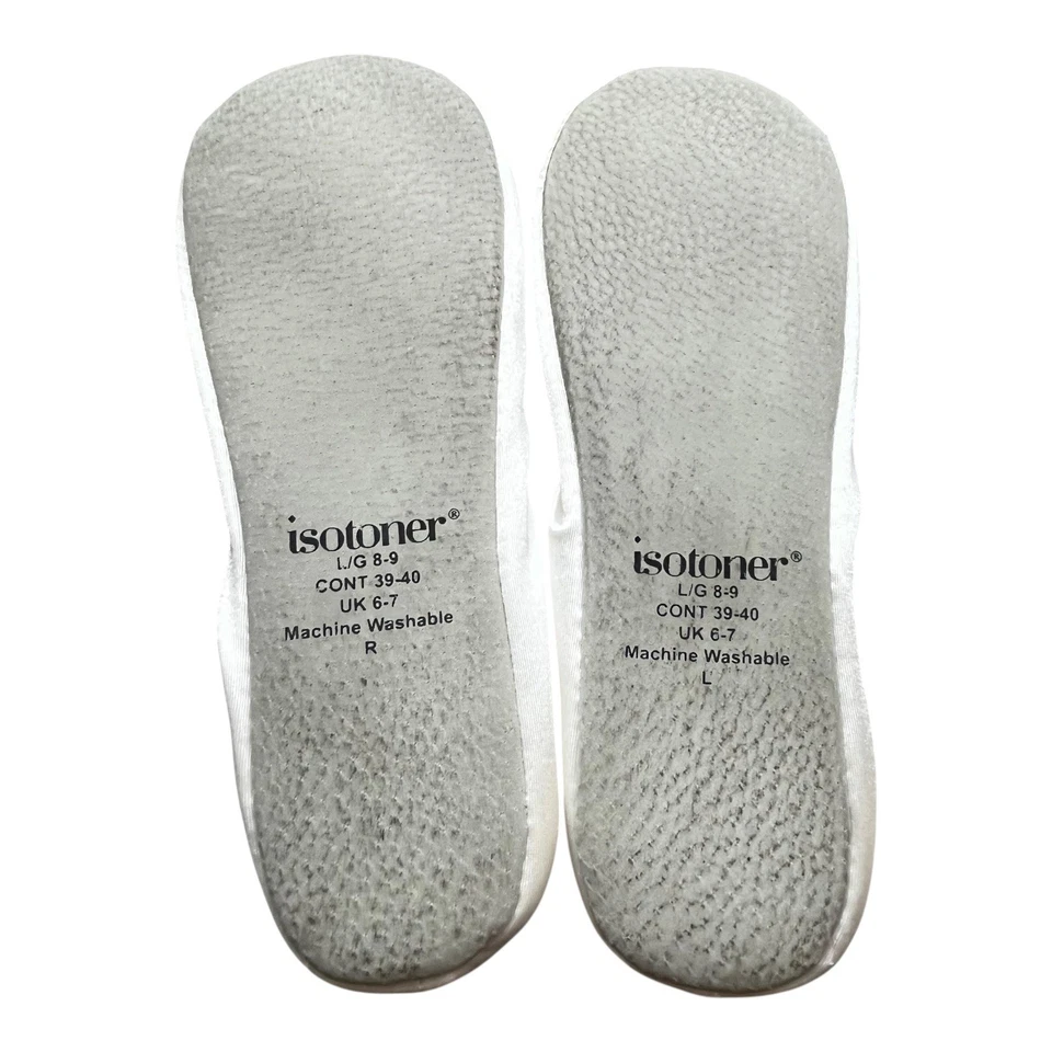 Zapatillas de ballet Isotoner para mujer blancas adornadas con satén talla LGE 8-9 Foto 4 de 4