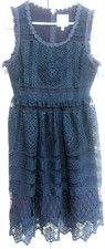 Geode Dark Blue M Lace Lined Sleeveless Midi Dress