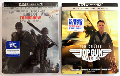 Edge Of Tomorrow 4K STEELBOOK/Top Gun Maverick 4K+Digital+Slip Cover TOM CRUISE