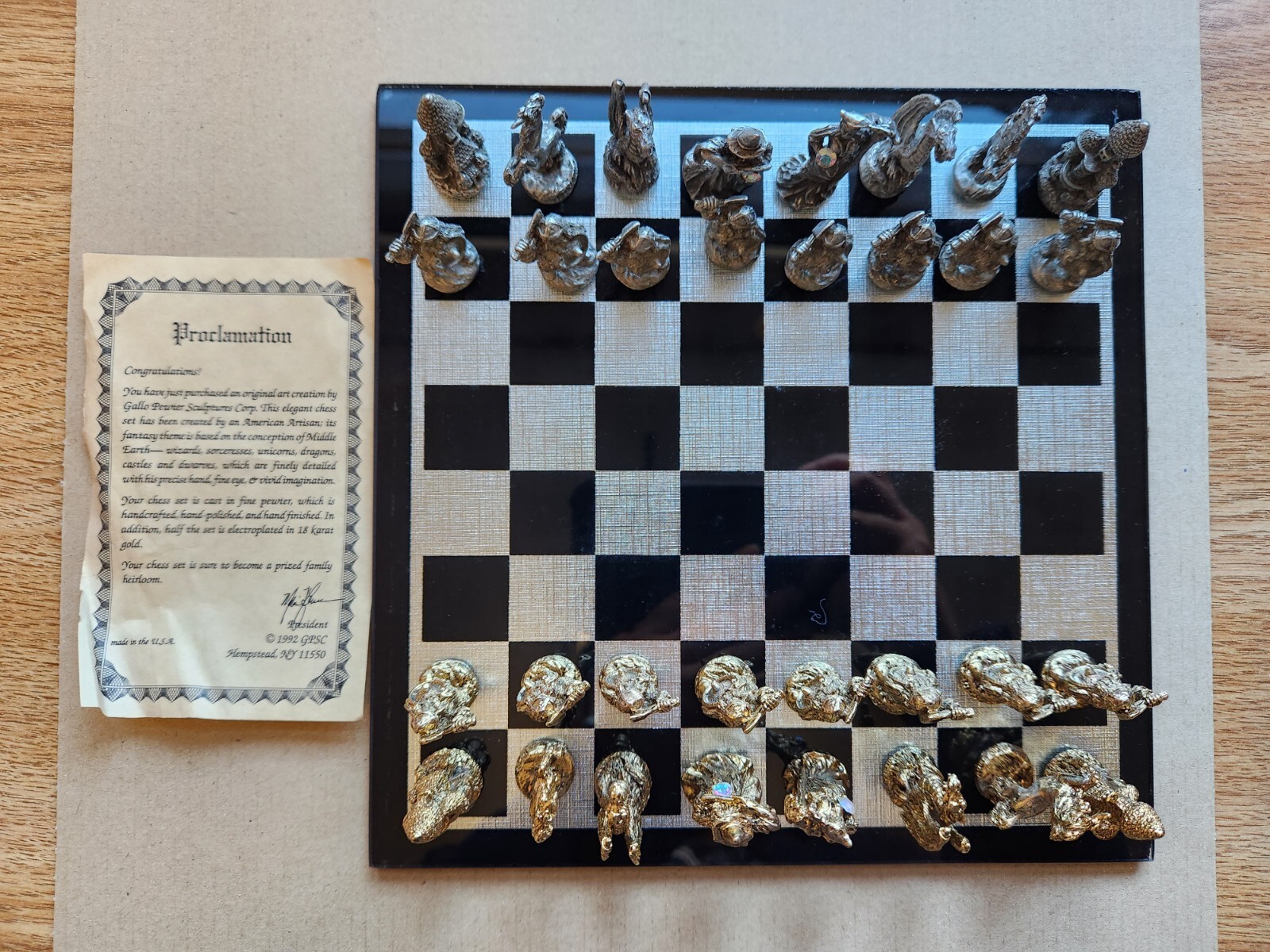 Gallo Pewter Sculptures Corp Fantasy Theme Elegant Chess Set & Board eBay