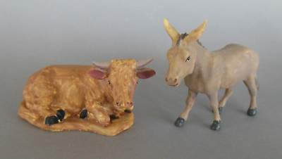 Ochs (5 cm) und Esel (7,5 cm) für Krippenfiguren Größe 11 cm Polyresin