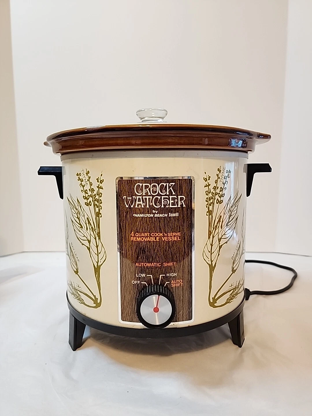 Vintage HAMILTON BEACH SCOVILL Crock Watcher 415 4QT Slow Cooker Pot Herb Garden