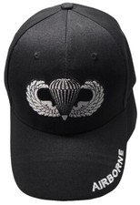 NEW AIRBORNE HAT BLACK COLOR CAP PARATROOPER WINGS OFFICIALLY LICENSED