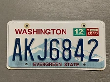 WASHINGTON LICENSE PLATE EVERGREEN 🌲 STATE RANDOM LETTERS/NUMBERS FAIR/GOOD