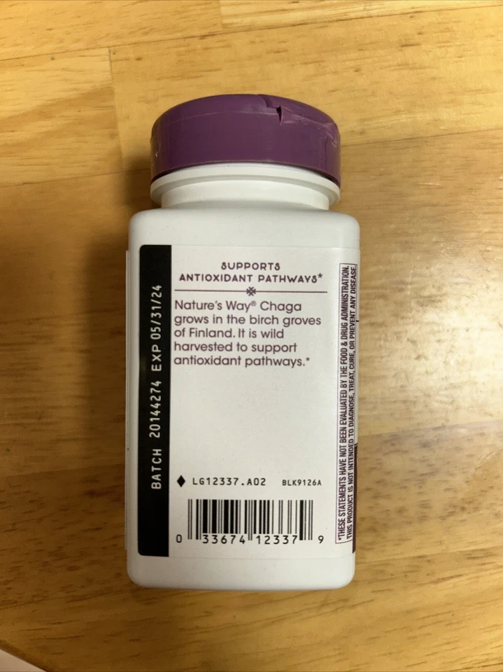 Natures Way 480 mg CHAGA Hongo Premium Antioxidante Inmunidad 30 cápsulas veganas Foto 4 de 4