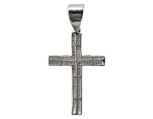 Men's 10K White Gold Puff Pave Genuine Diamond Cross Pendant 0.3 ct 1.5" - Afbeelding 4 van 5
