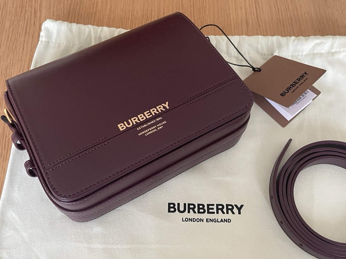 100 Authentic Burberry Oxblood Leather Small Grace Crossbody