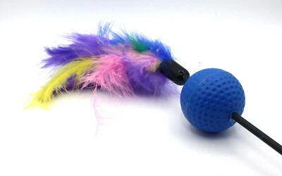 3PAGEN 2 x 2er Pack: Katzenspielzeug Federwedel mit Federn und Rassel Länge ca. 80cm