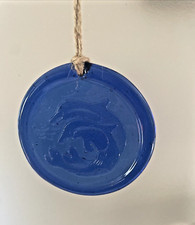 Cobalt Blue Glass Suncatcher Two Dolphins