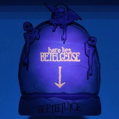 BRAND NEW LOUNGEFLY BEETLEJUICE TOMBSTONE GITD MINI-BACKPACK 