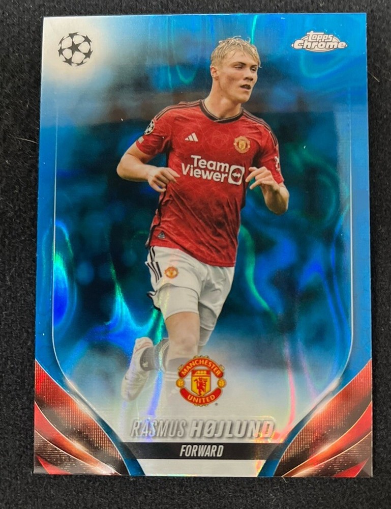 2024 Topps Chrome UEFA Blue Lava Refractor SP - Rasmus Hojlund #131 Man Untied