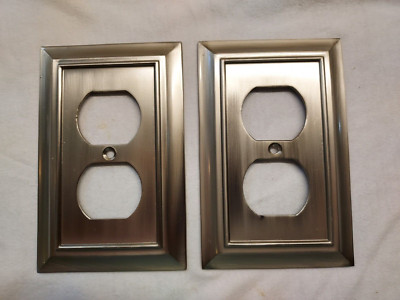 2 - LMHC Nickel Single Duplex Outlet Wall Plate, Satin Nickel with screws