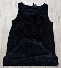 Cynthia Rowley Top Womens Size Small Black Crushed Velvet Sleeveless Tank 