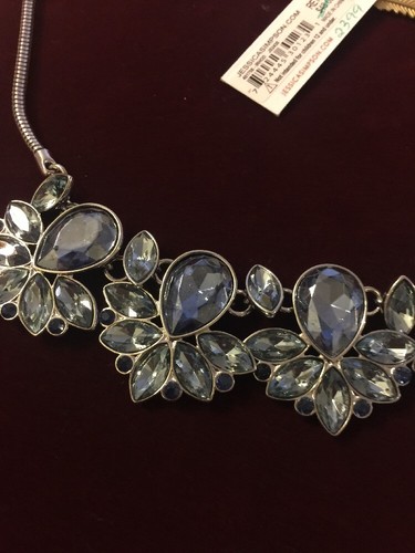 Jessica Simpson HOT NIGHT Blau Strass Silber Kette Halskette (NEU) - Bild 6 von 12