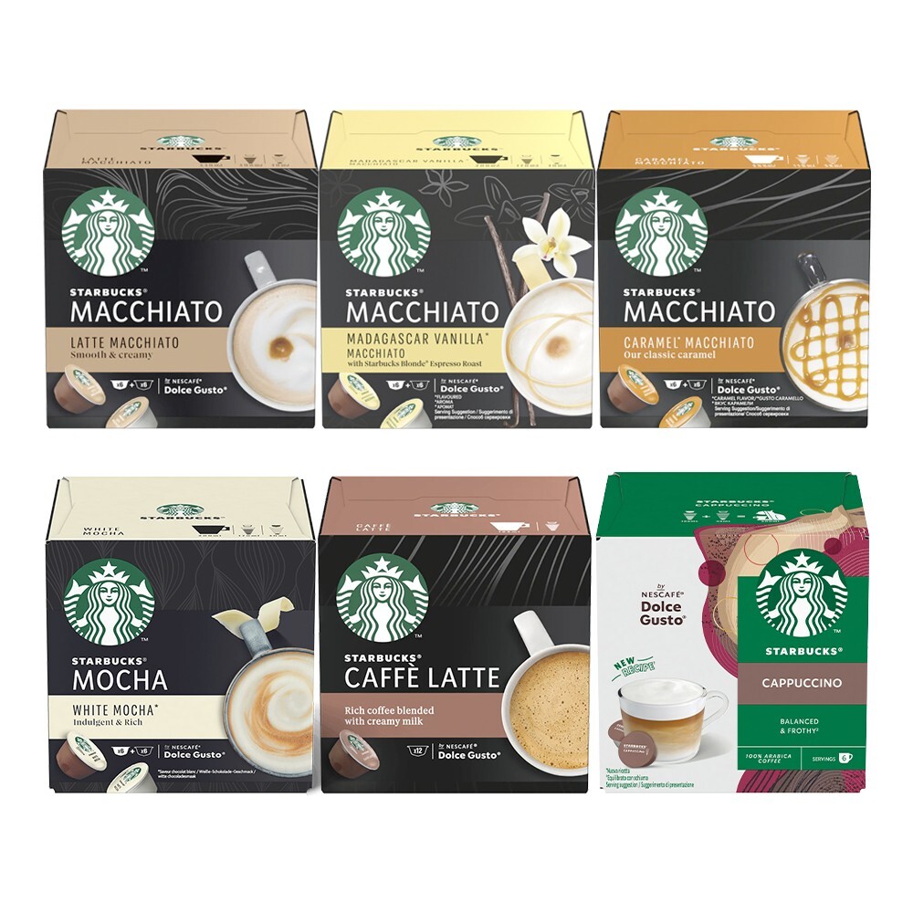 Nescafe Dolce Gusto Starbucks Bundle 42 Drinks -Latte, Cappuccino, White  Mocha
