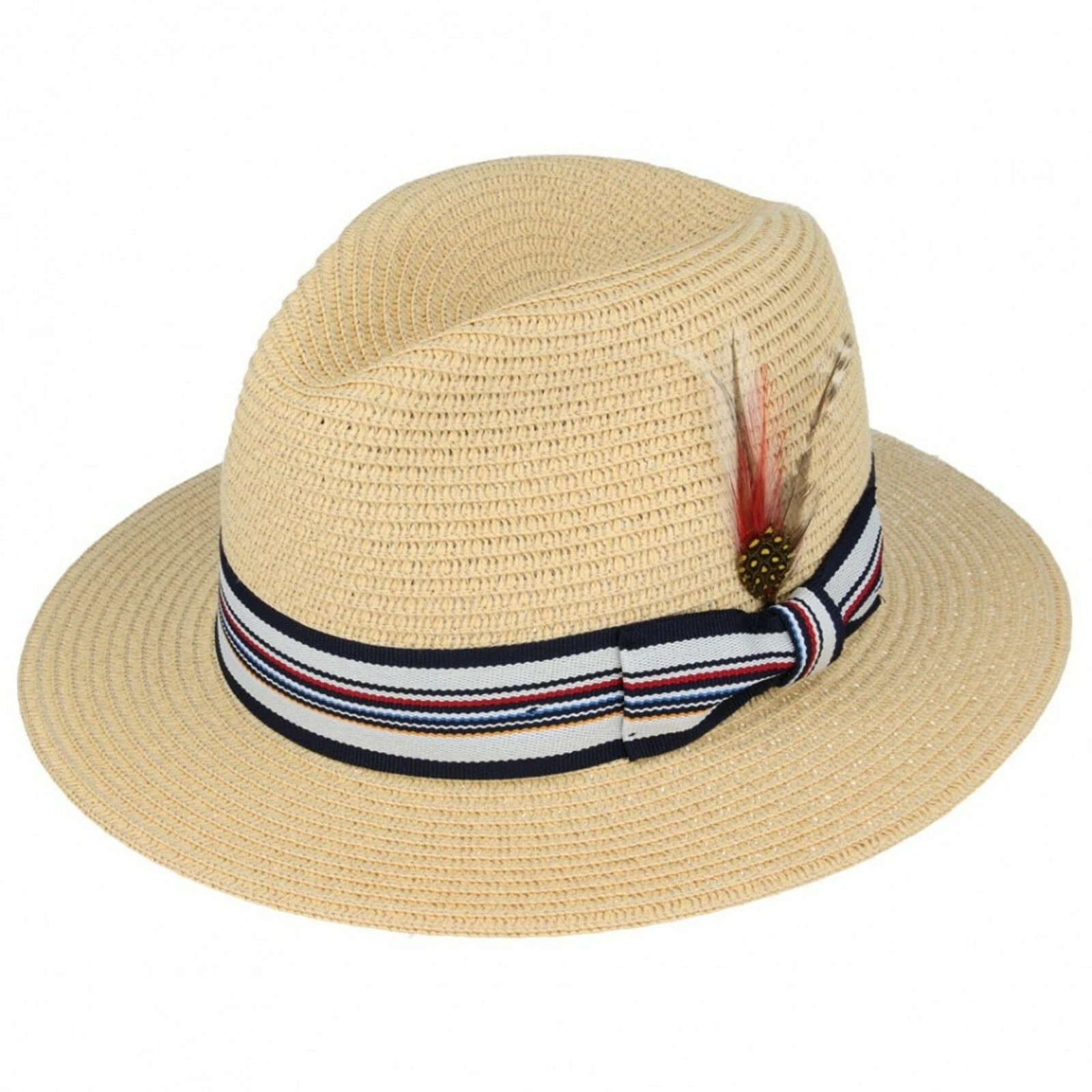Straw Fedora Summer Wide Brim Stripey Band Trilby Panama Packable Beach Hat
Opens in a new window or