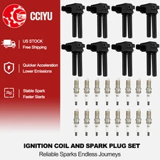 CCIYU 8 Ignition Coil + 16 Spark Plug For 11-2020 Dodge Charger Durango 5.7L V8
