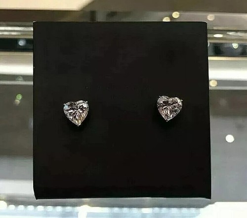 4 Karat Kostüm Weiß Behandelt Diamant Nieten Herz Form VVS1 Zertifiziert! Braut - Bild 3 von 8