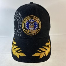 USAF Crest Embroidered Feather Strapback Cap/Hat Black - United States Air Force