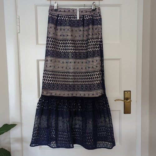 ASOS Pencil Skirt with Blue Lace and Pep Hem Detail Size 6 New with tags