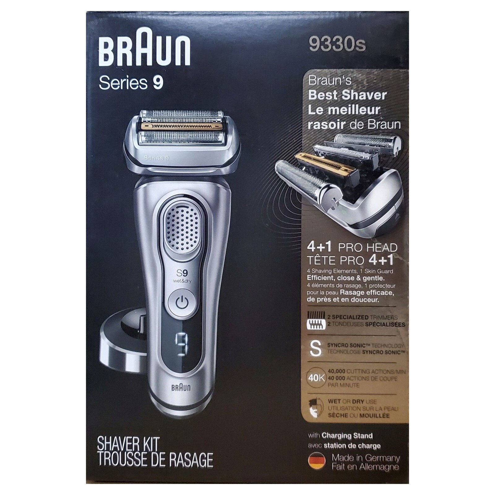 Braun Series 9 9330s Mens Wet Dry Electric Shaver with Charging Stand