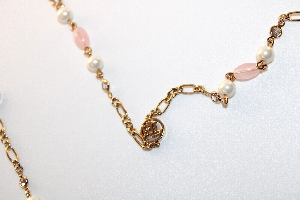 Ralph Lauren Collares Tono Dorado Eslabón Semi Piedra y Dije Inicial Oferta Damas Foto 2 de 3