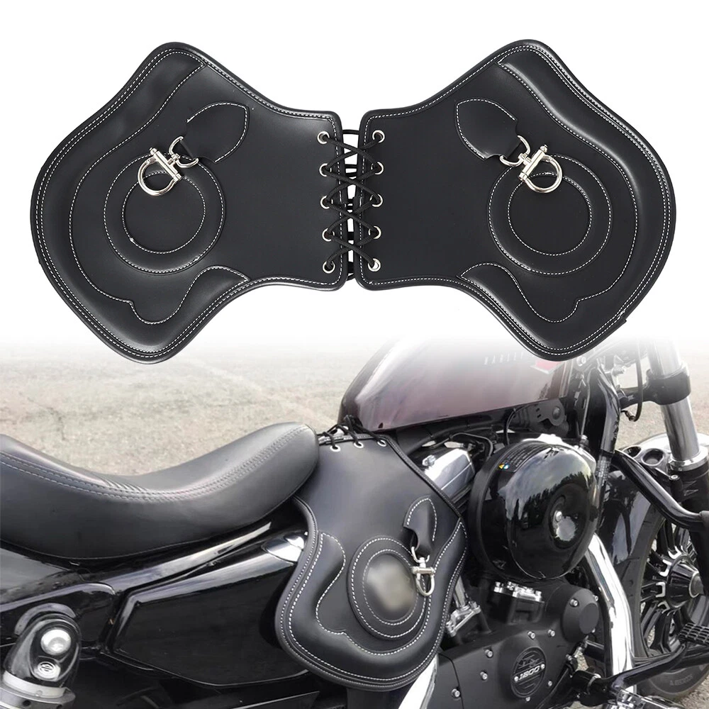 Black Motorcycle PU Leather Heat Saddle Shield Deflector For Harley Softail  Dyna | eBay