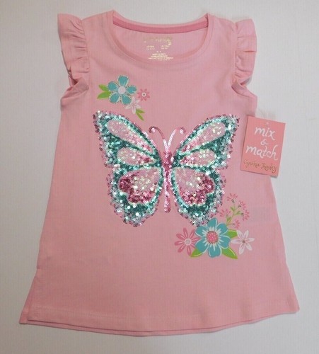 Cynthia Rowley Girls Top & Shorts Pink Purple XS/4 Sequin Butterfly NEW - Picture 2 of 7